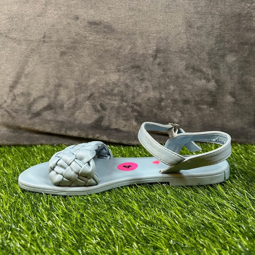 Steve Madden JKarina Sandals Kids Size 4 Blue Braided Strap Ankle Buckle